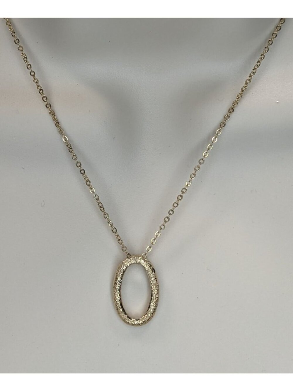 Minimalist Modern Glam Gold Oval Textured Pendant Necklace